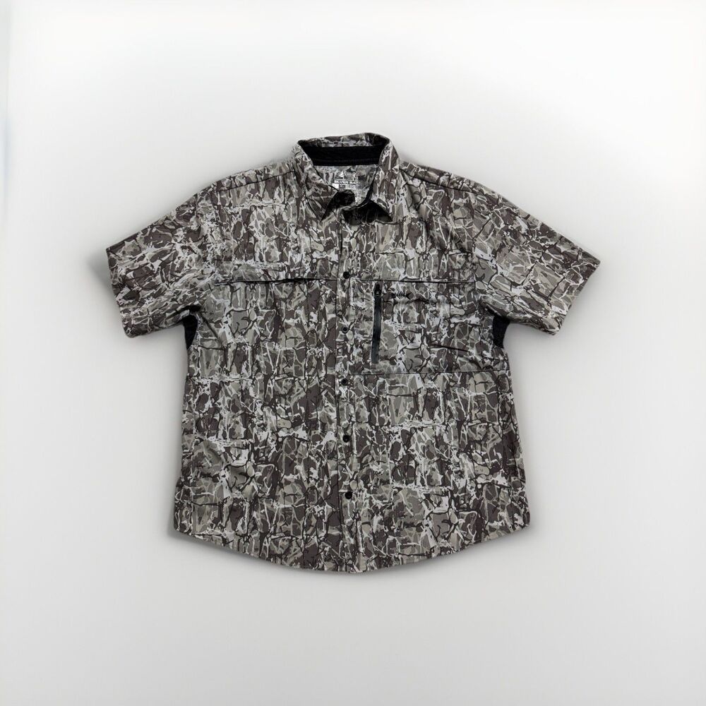 Silver Bait Short Sleeve Button Down Fishing Shirt Men's Large Vented Pockets